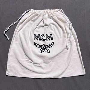 MCM Dust Bag M/L White Drawstring Logo Purse Shoe Accessory Storage